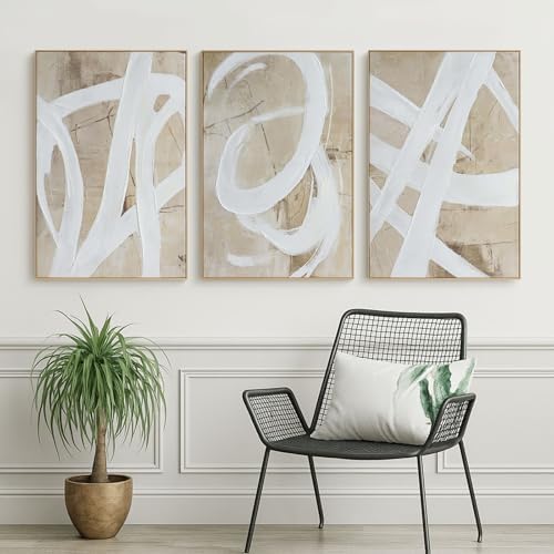 Zessonic Neutral Abstract White Brown Pastel Textured Wall Art - Image 6