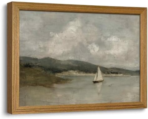 SEYSHUI Coastal Wall Art Nautical Sailboat Wall Decor Framed by Unknown