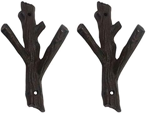 Ogrmar 2 Pcs Decorative Branch Cast Iron Wall Hooks by Ogrmar