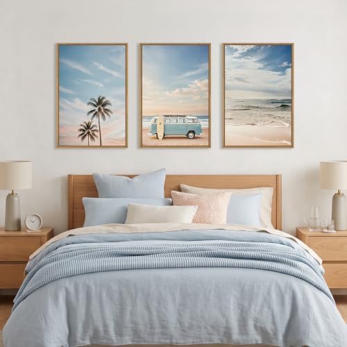 Large Ocean Beach Surfboard Framed Canvas Wall Art Set -16"x24"x3 - Image 4