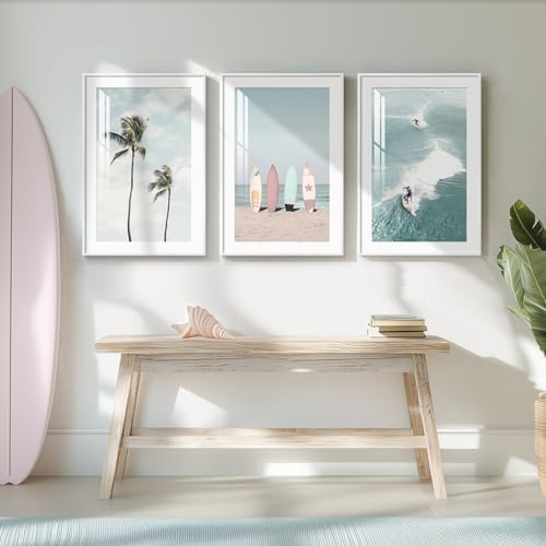 Framed Coastal Wall Art for Living Room, 3 Piece Beach Artwork, 16x24 Inch - Image 4
