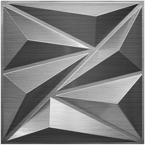 STICKGOO 3D Wall Panels Diamond, Brushed Silver, 33 Pack by STICKGOO