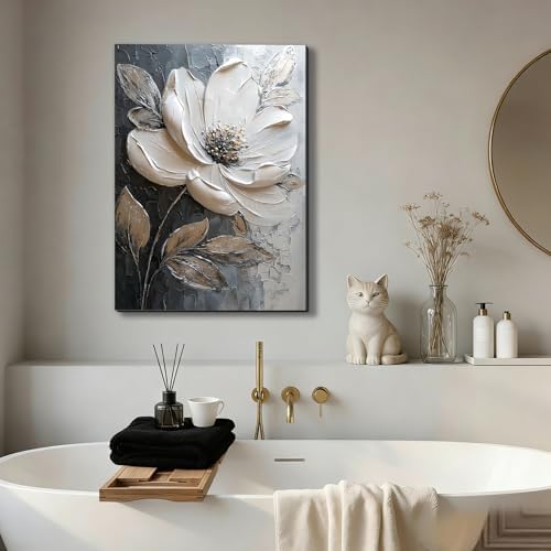 ZERILYN Ship Next Day Neutral Floral Wall Art Canvas Prints White Flower Canvas - Image 4