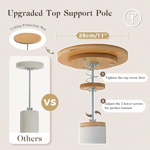 PAWZ Road Floor to Ceiling Tall Cat Tree, 7.6-9.4ft Modern Wood Cat Tower - Image 4