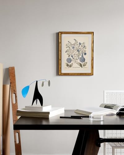 InSimSea Gold Bamboo Framed Wall Art, Retro Blue Hydrangea Prints - Image 4