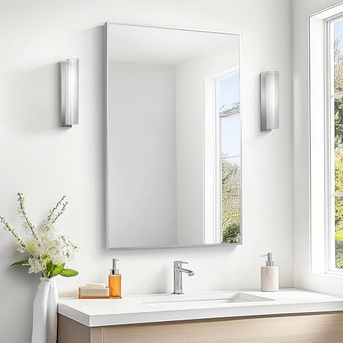 Sunniry Nickel Wall Mirror, 24x32 inch Bathroom Mirror - Image 3