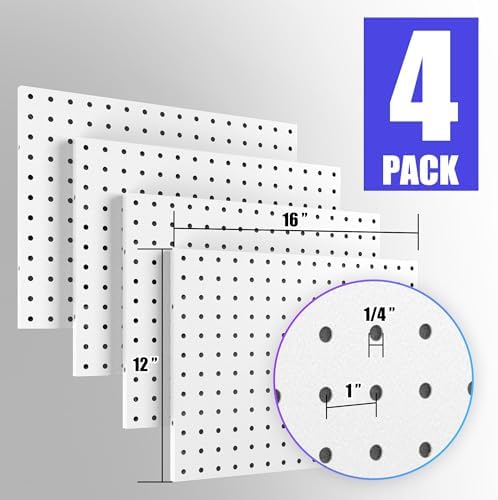 Spampur Peg Board, 4 Pack Metal White PegBoard Panels - Image 3