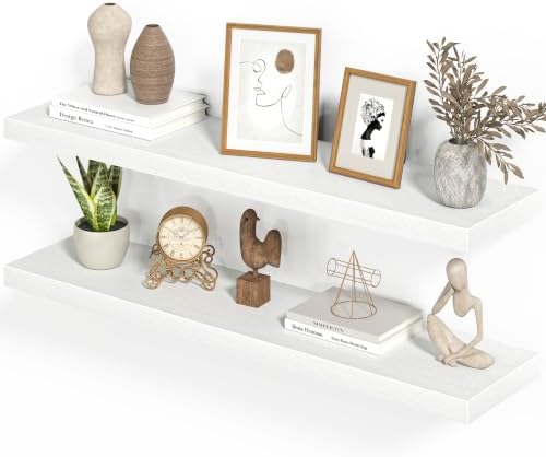 Heimlove Floating Shelves 39.4" W x 9.3" D White Set of 2 by Heimlove