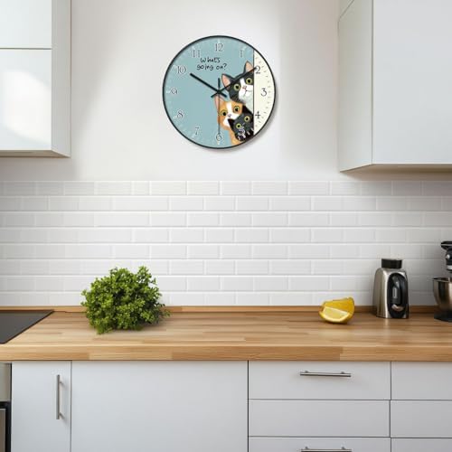 12 inch Decorative Wall Clock Battery Operated, Cat Pattern - Image 6