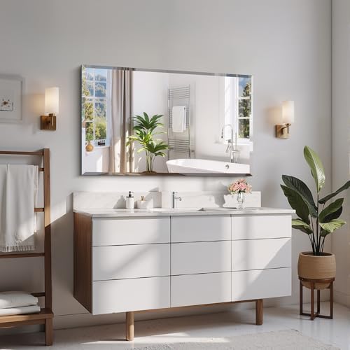 CILIBER Beveled Mirror, 24x40 Frameless Beveled Bathroom Mirrors - Image 6