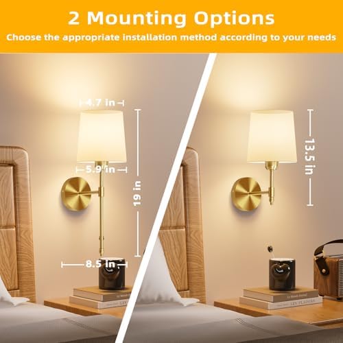 Battery Operated Wall Sconces Set of 2, Remote Control, RGB Bulb - Image 2
