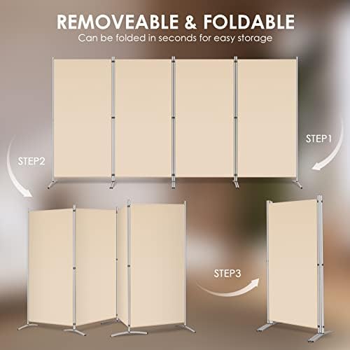 RANTILA 4 Panel Room Divider, 6 Ft Tall Folding Privacy Screen Room Dividers - Image 5