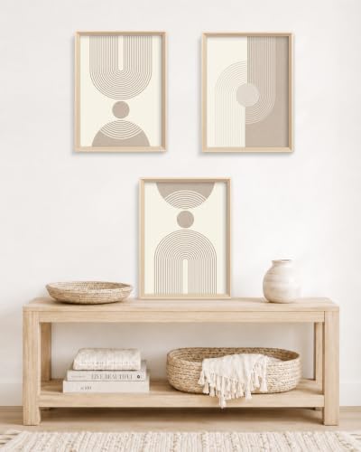 HesenDot Neutral Abstract Framed Wall Art, Modern Geometric Canvas Prints - Image 5