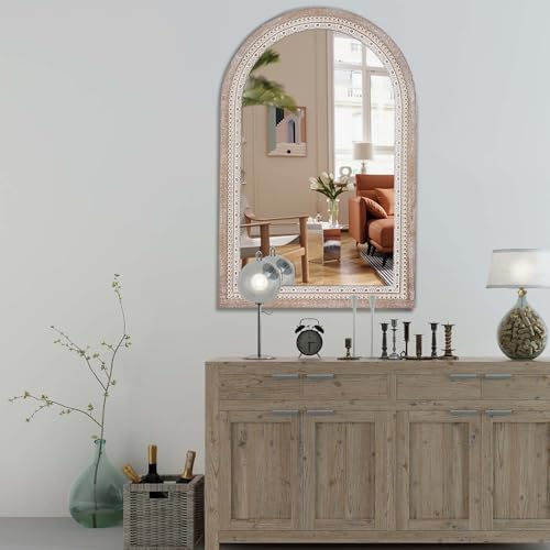 36x24 Inch Arched Wall Mirror, Rustic Farmhouse Wood Mirrors - Image 5