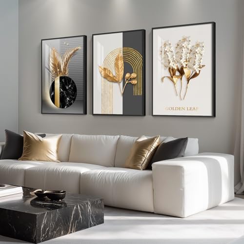 Framed Black and White Modern Luxury Wall Art, 3 Pieces 20x30 In by Cuspin