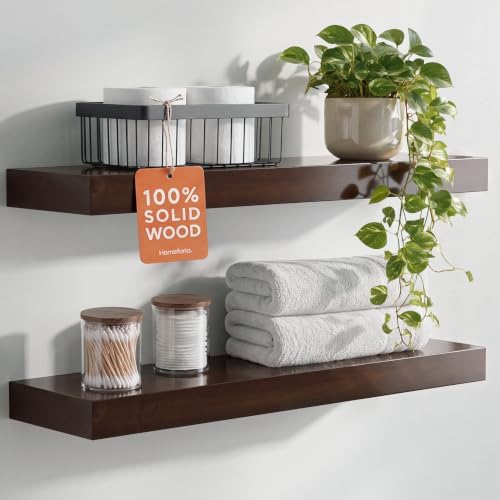 Homeforia 24 Inch Floating Shelves, High-End Solid Pine Wood by Homeforia