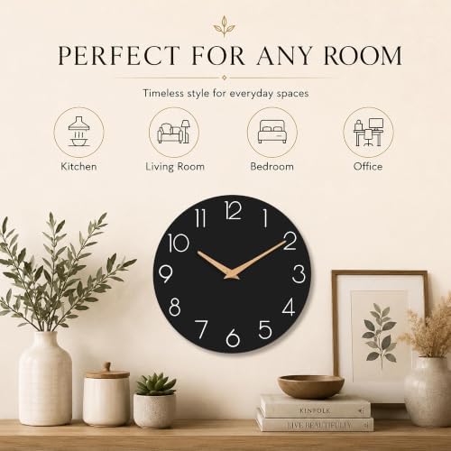 cicininc 12 Inch Battery Operated Wall Clock, Silent Analog - Image 2
