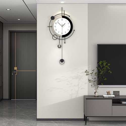 Modern Wall Clock for Living Room Decor 15 Inch Big Decorative Black Metal Wall - Image 2