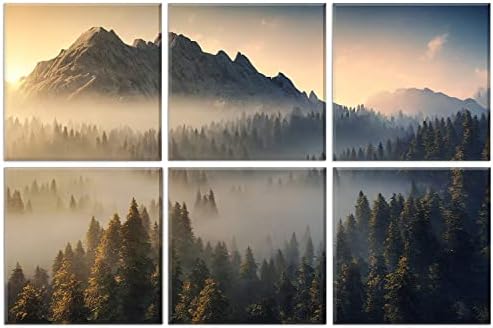 JBER Art Acoustic Panels 72" x 48", Sound Absorbing Wall Art, Misty Forest by JBER