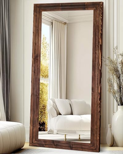 76x34in Full Length Mirror, 3-Tier Stepped Solid Wood Frame - Image 5