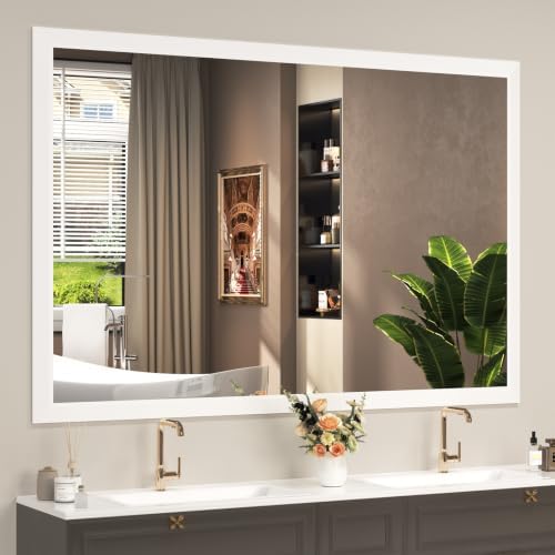 SMIROR 60x40 Matte White Bathroom Vanity Mirror by SMIROR