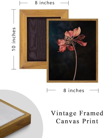 ARPEOTCY Vintage Framed Botanical Wall Art, Bedroom Bathroom Dark Dried Flower - Image 4