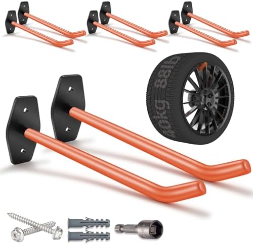 8 Pack 10-Inch Tire Wall Mount, Heavy Duty Garage Hooks by SunVFaFa