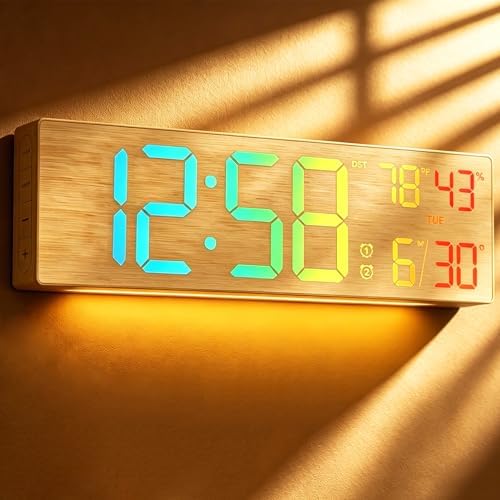 18.5" Large Digital Wall Clock, Big LED Digital Clocks, RGB Display by Tarinks