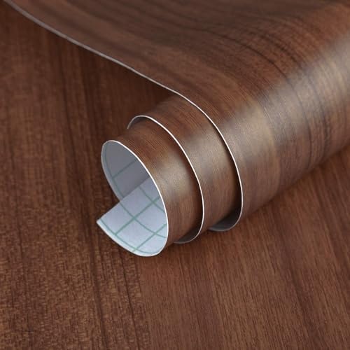 BAYYA Wood Grain Peel and Stick Wallpaper Brown Walnut Contact Paper by BAYYAPeelandStickWallpaper