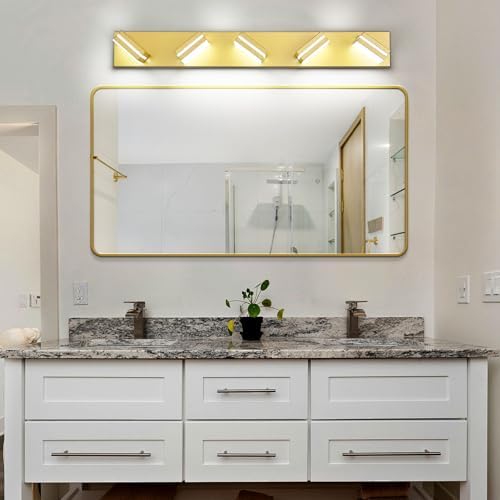 Modern LED Gold Acrylic Bathroom Lights Fixtures 5-Light - Image 6