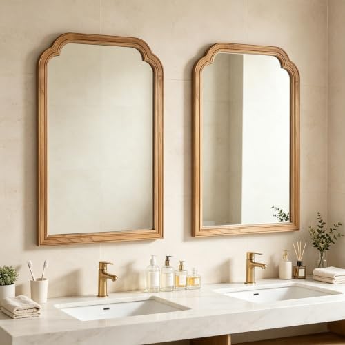 Wood Framed Bathroom Mirror for Wall 36"x24" Rustic Decorative Mirror - Image 2