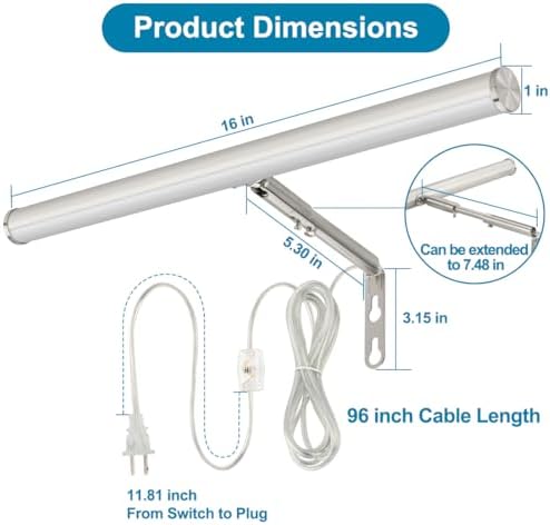 Plug in LED Picture Lights for Paintings Brushed Nickel Finish - Image 5