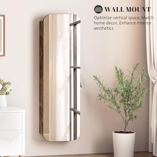 Vlsrka 47.2" Wall/Door Mounted Jewelry Cabinet Organizer Armoire W/Mirror - Image 4