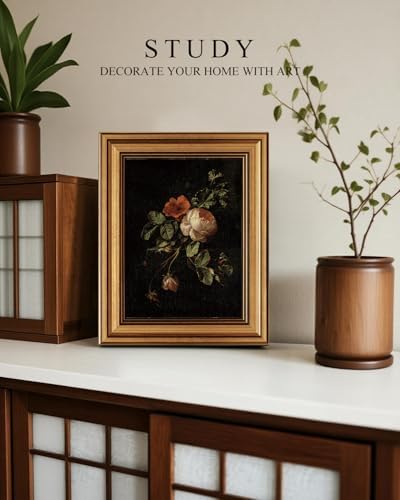 VIYYIEA Vintage Gold Framed Floral Wall Art, Dark Botanical Academia Moody - Image 5