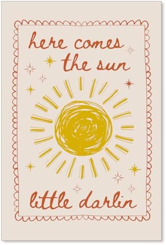 Kids Sun Canvas Wall Art Trendy Inspirational Quote Posters Here Comes The Sun by Unknown