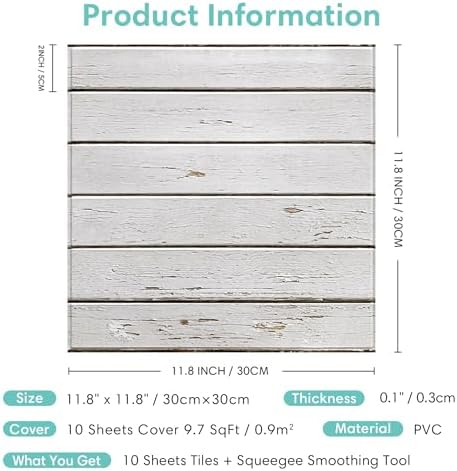 Commomy 3D Faux Wood Wall Stickers Peel and Stick 10 Pcs 11.8" x 11.8" - Image 6