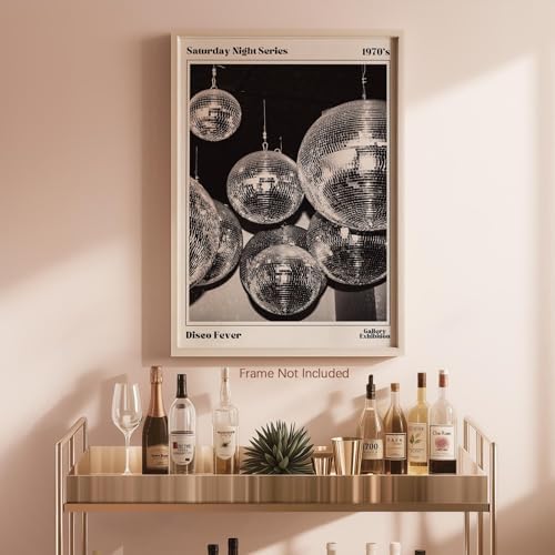 70s Disco Ball Wall Art 8x12in Unframed Vintage Black and White Newspaper - Image 6