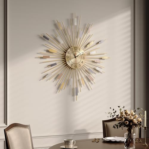Cuspin 24 Inch Colorful Gold Wall Clock - Image 3