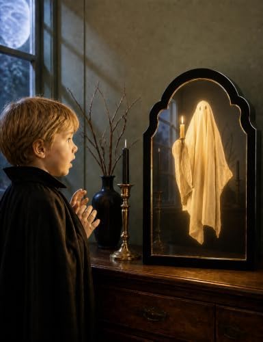 20" Haunted Ghost Mirror with LED Lights & Scary Voice Changer - Image 5