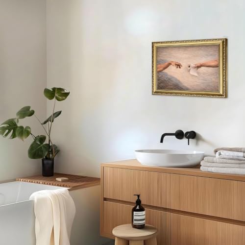 Gold Framed Wall Art, Funny Creation Of Adam Toilet Paper Print - Image 7