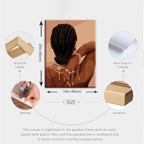 Black Girl Pink Wall Art Set of 3 African American Black Women Canvas Posters - Image 3
