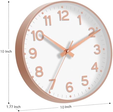 Roymnie 10 Inch Wall Clock Battery Operated Silent Non Ticking Analog - Image 3