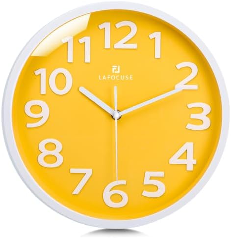 Lafocuse 12 Inch Modern Analog Yellow Wall Clock by VisiteLafocuse