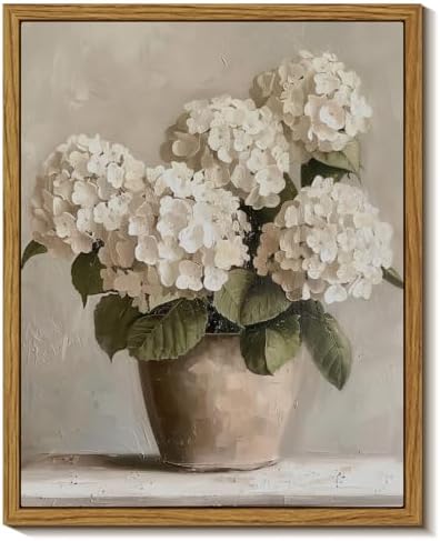 InSimSea Framed Canvas Wall Art Vintage Decor, Hydrangea Floral Pictures by InSimSeaArt