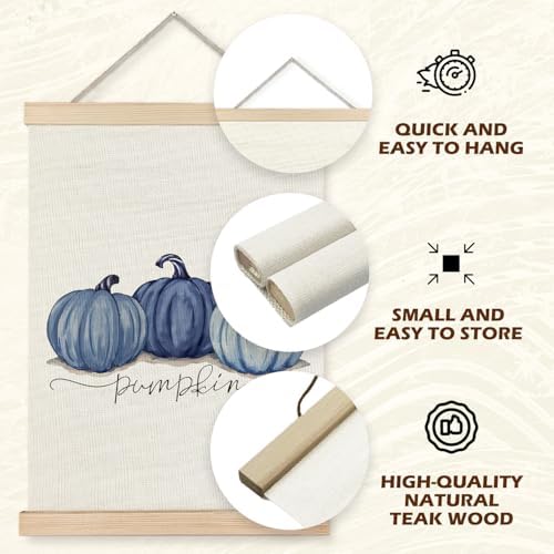 Supwhd Watercolor Fall Blue Pumpkin Wall Art - Image 5