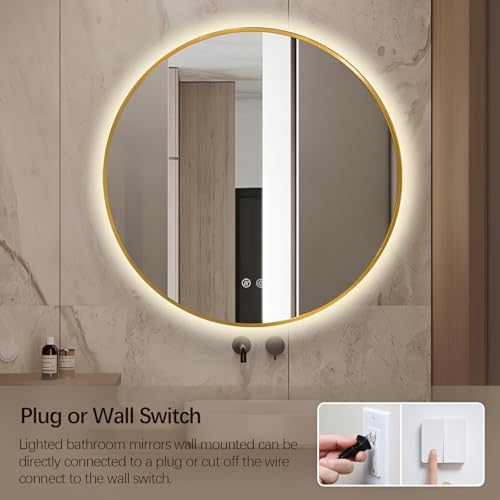 Niccy 28" Round LED Bathroom Backlit Mirror - Image 6