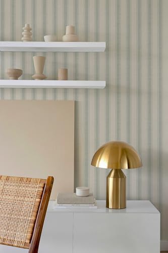 RollsRolla Beige Stripe Peel and Stick Fabric Canvas Wallpaper - Image 3