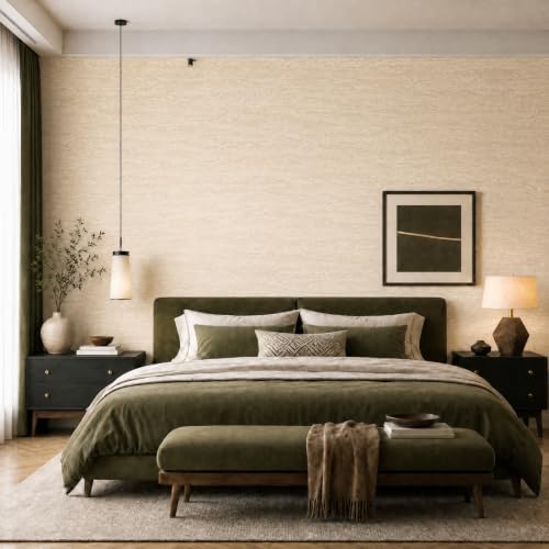 Bumoo Beige Cream Travertine Wallpaper Peel and Stick Limewash Yellow 16" x354" - Image 3