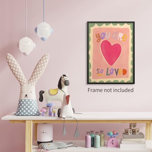 GO-SANTNN Watercolour You Are So Loved Wall Art Cute Pink Hand Drawn Heart - Image 5