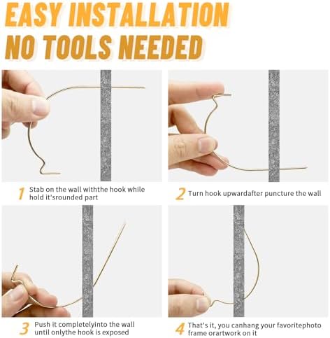 FURHUA 20pcs Aeneous Super Hook Picture Hangers and Office Pack, Drywall Hooks - Image 4